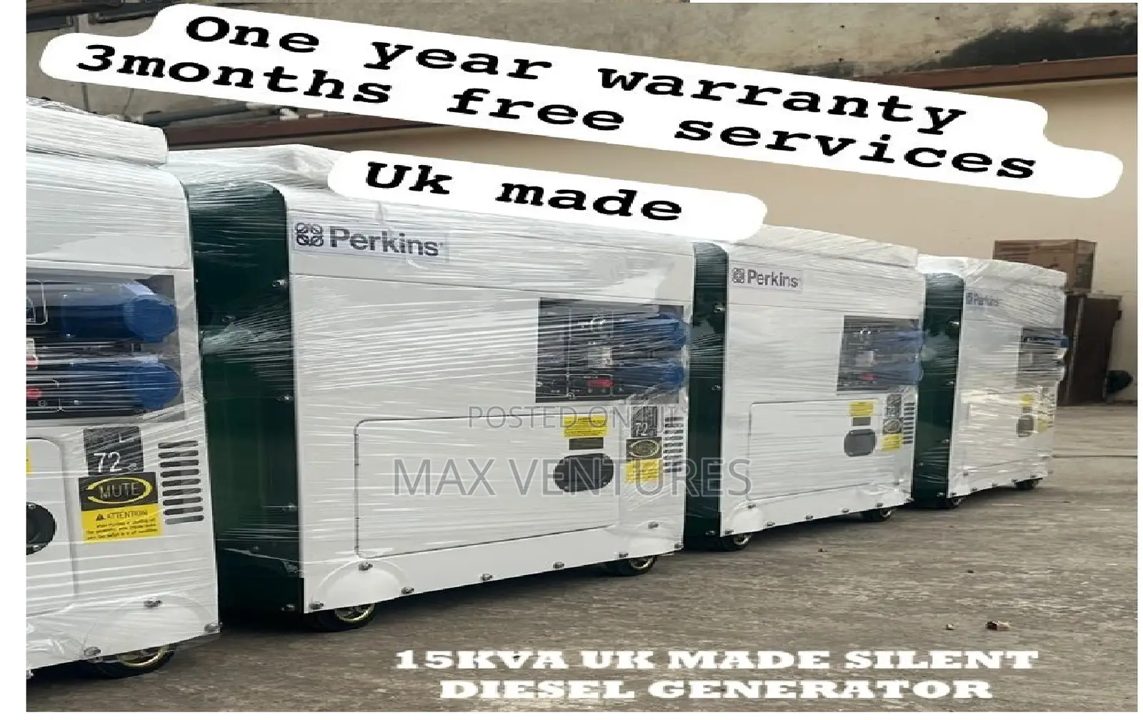 White 15kva - 16500W Perkins / Made in UK Generator