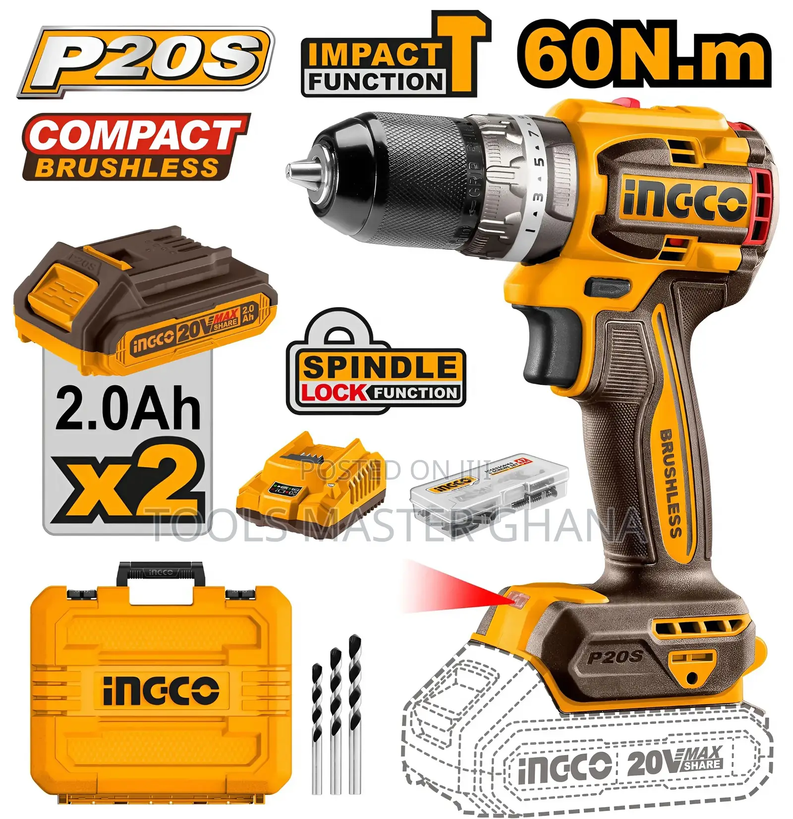 Compact Brushless Cordless Impact Drill - Cidli20602