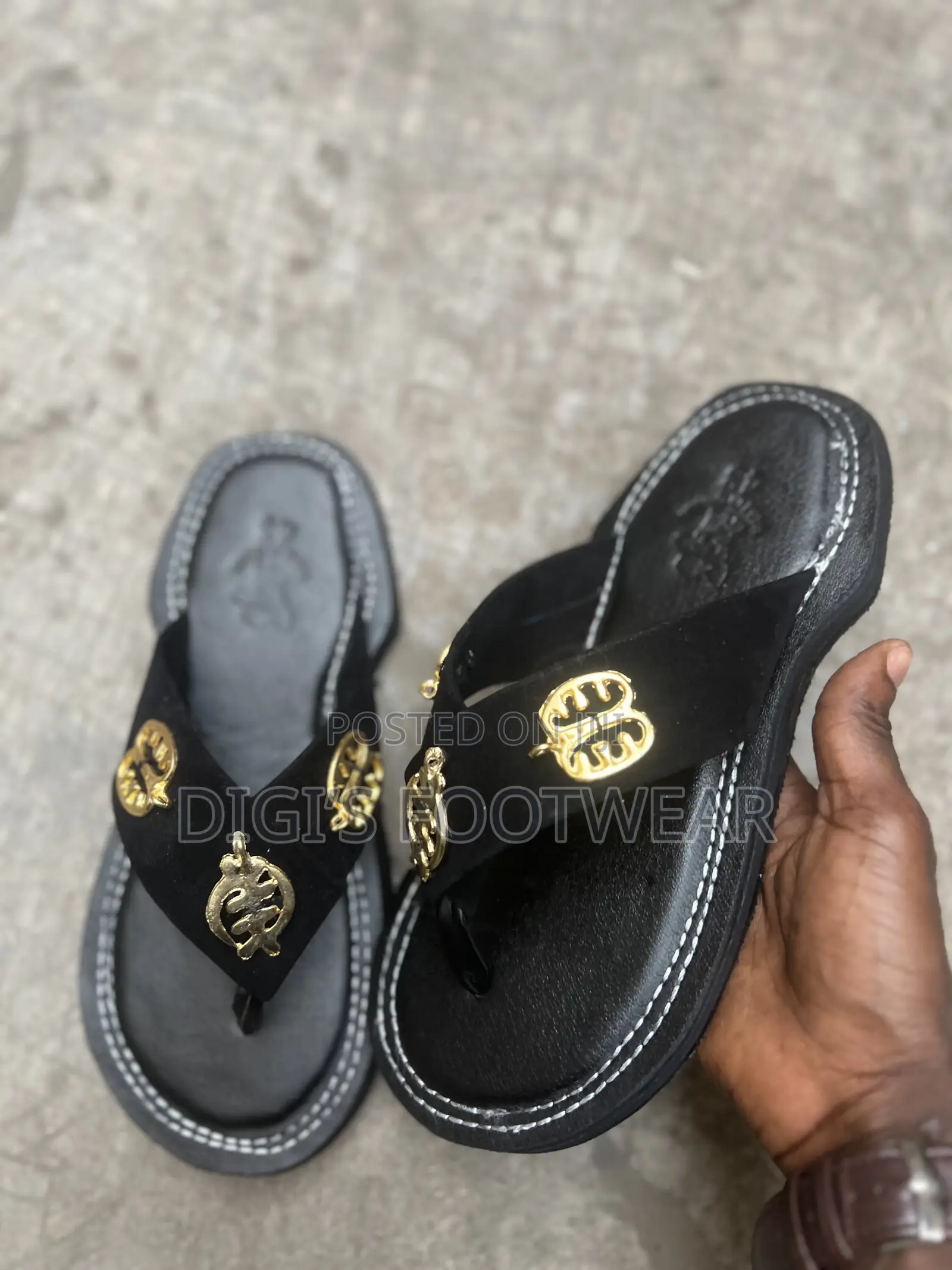 Black Suede Borga Chawchaw/ Ahenema Slippers