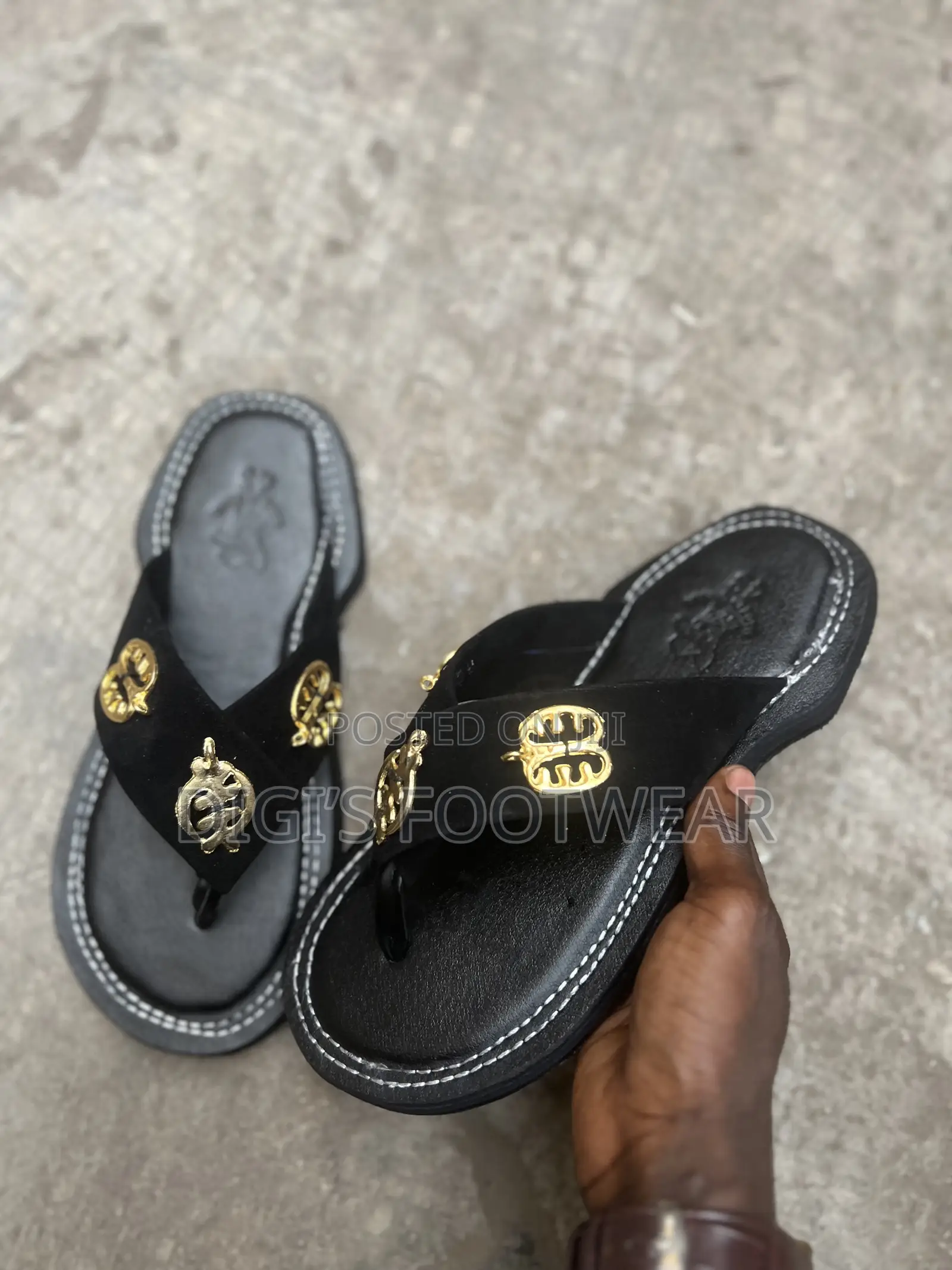 Black Suede Borga Chawchaw/ Ahenema Slippers