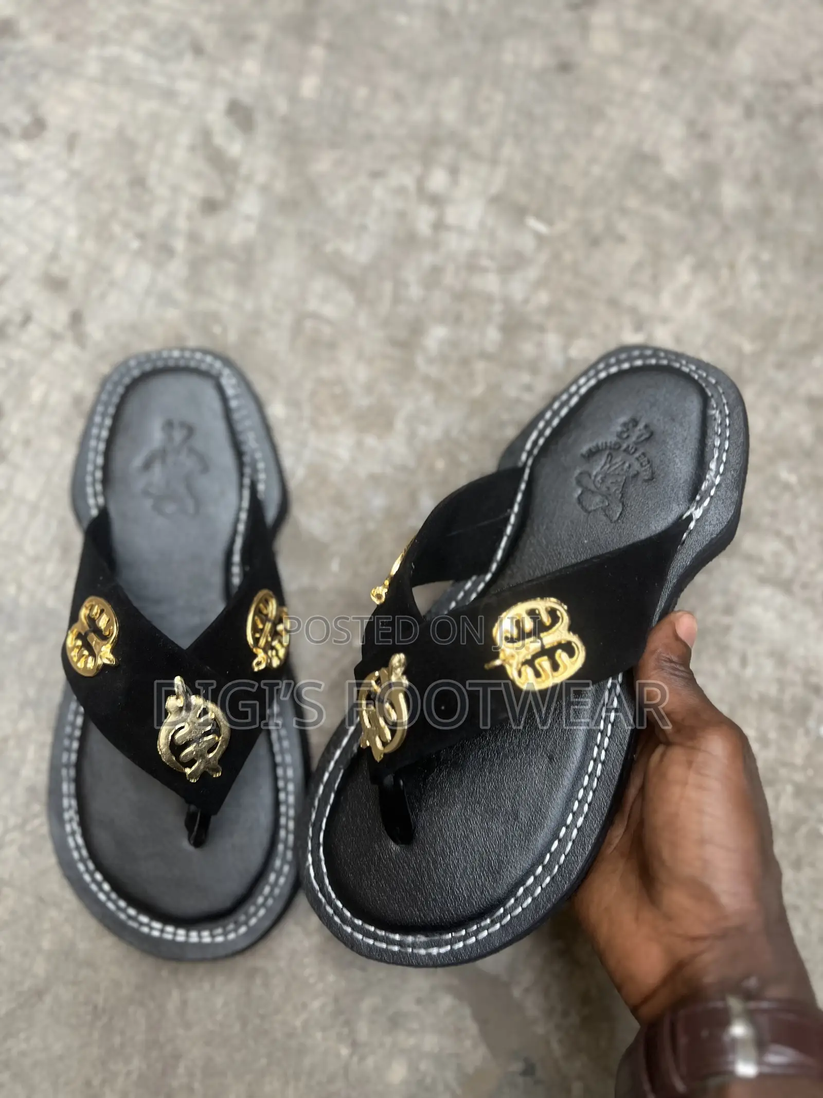 Black Suede Borga Chawchaw/ Ahenema Slippers
