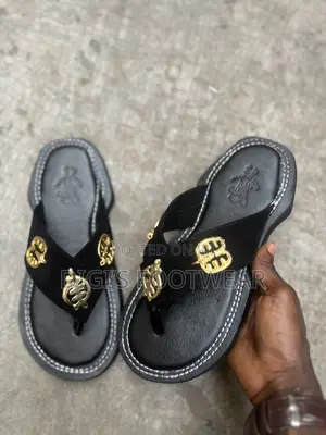 Black Suede Borga Chawchaw/ Ahenema Slippers
