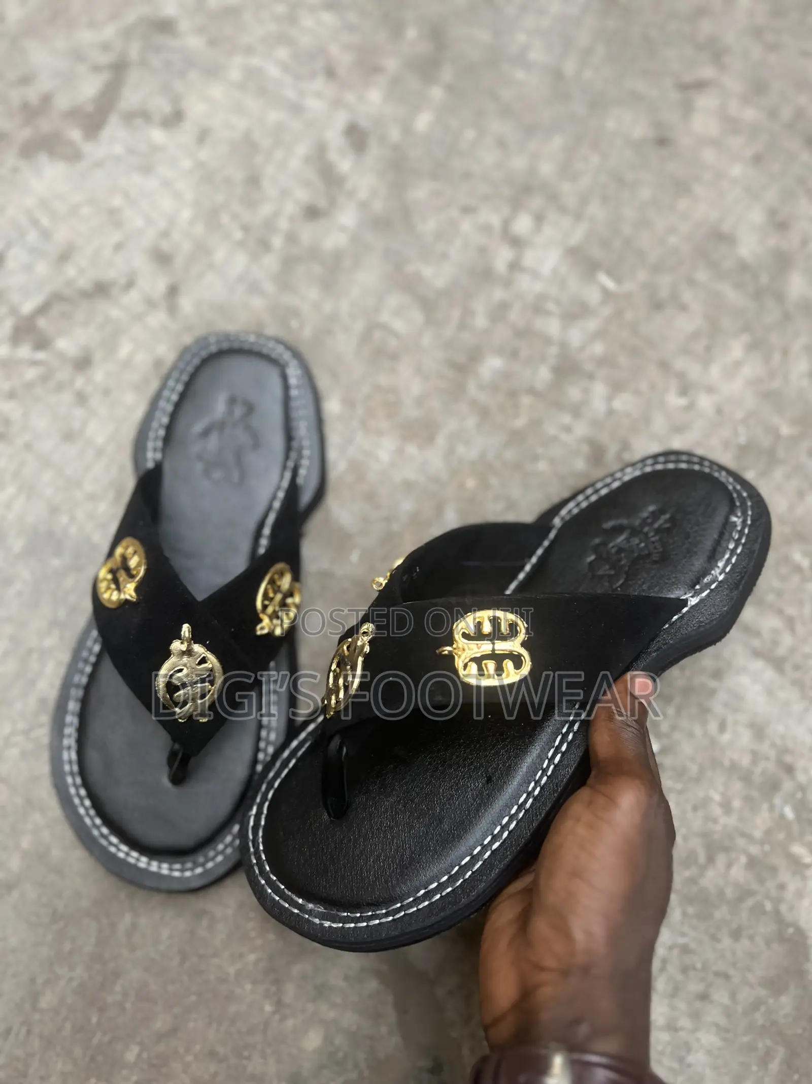 Black Suede Borga Chawchaw/ Ahenema Slippers