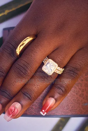 Rose and Square Cut Wedding Rings
