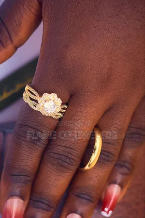 Rose and Square Cut Wedding Rings