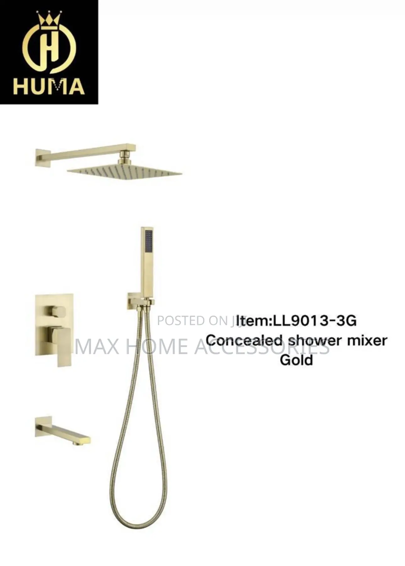Huma Concealed Shower Mixer Gold