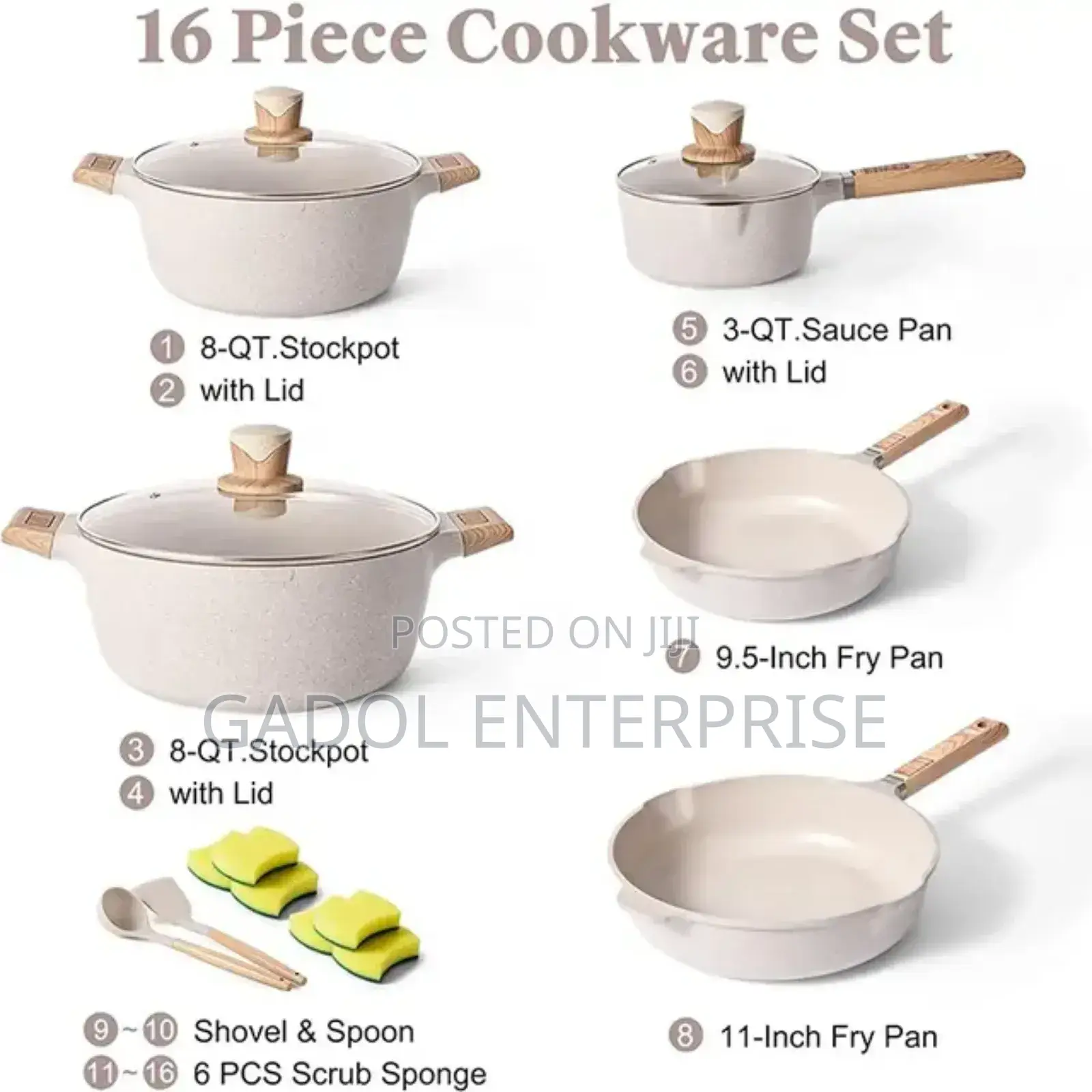 Non Stick Granite Cookware Free Ladles Cleaning Sponges