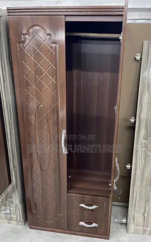 Modern Foreign Two Door Wardrobe With Mirror and Drawers