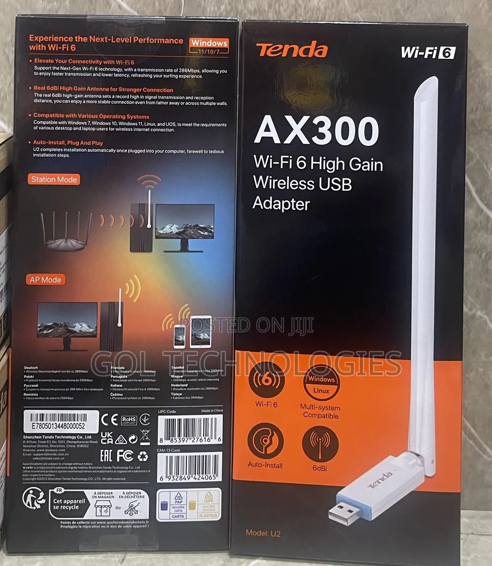 U2 V5.0 Ax300 Wi-fi 6 High Gain Wireless Usb Adapter