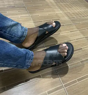Cross Leather Slippers