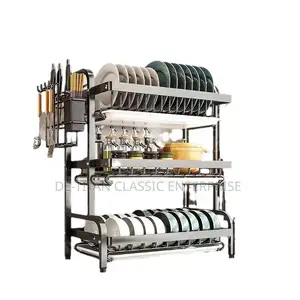 Multipurpose 3-Tier Over-Sink Dish Drying Rack - Black