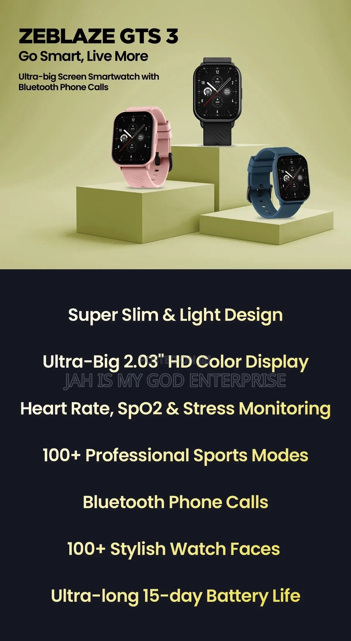 Zeblaze Gts 3 Waterproof Smartwatch