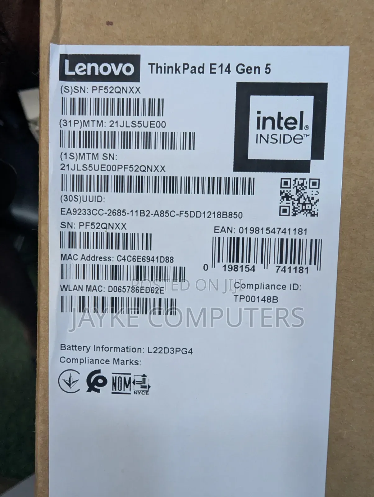 New Laptop Lenovo ThinkPad E14 Gen 5 8GB Intel Core i5 SSD 512GB