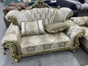 European Royal Solid Wood Fabric Living Room Sofa Set
