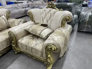 European Royal Solid Wood Fabric Living Room Sofa Set