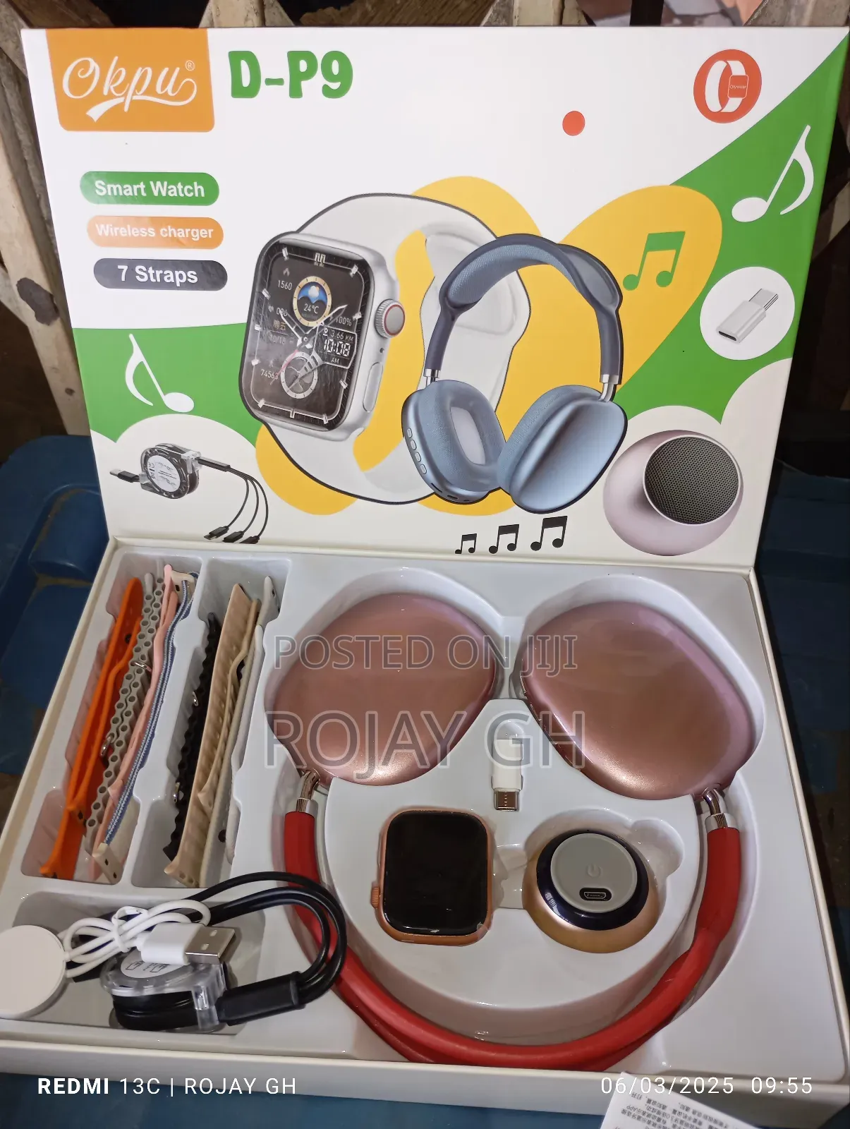D-P9 Smart Watch With Bt Mini Speaker P9 Headphone - Red