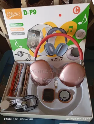 D-P9 Smart Watch With Bt Mini Speaker P9 Headphone - Red
