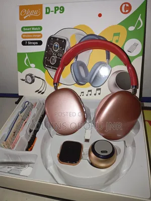 Okpu D-P9 Smart Watch With P9 Headset Bt Speaker - Pink