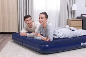 Inflatable Flocked Kingsize Airbed With Pump