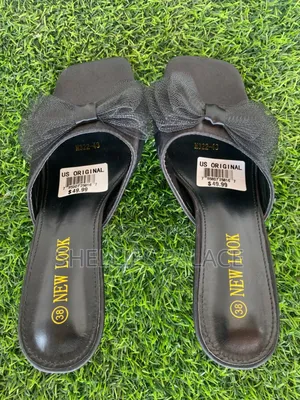 Women Black Bowtie Fashionable High Heels Slippers