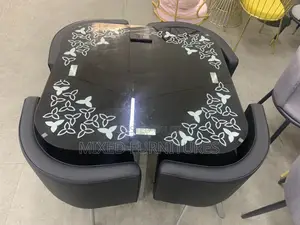 Glass Dining Table Top With 4 Leather Chairs