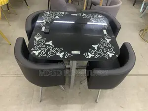 Glass Dining Table Top With 4 Leather Chairs