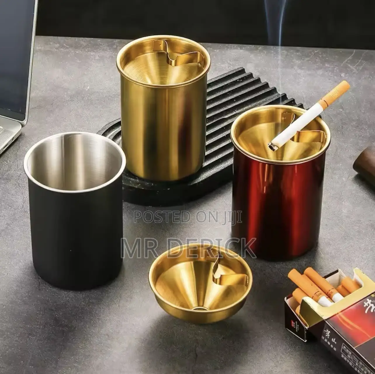 Creative Stainless Steel Ashtray Funnel With Cover Anti-Fly