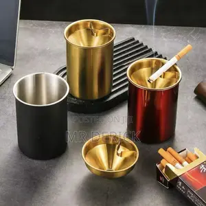 Creative Stainless Steel Ashtray Funnel With Cover Anti-Fly