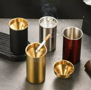 Creative Stainless Steel Ashtray Funnel With Cover Anti-Fly