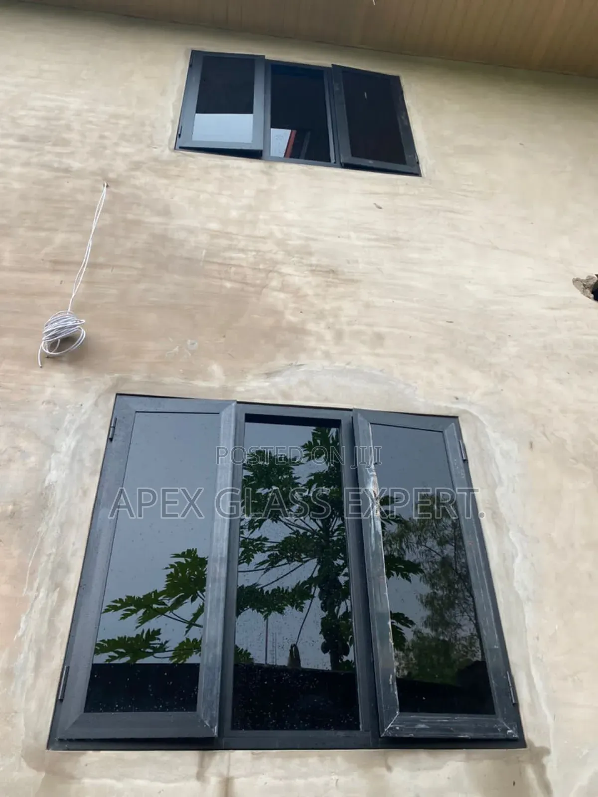 Black Colour Casement Windows With Middle Fix Module.