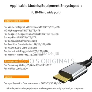 External Hard Disk Data Cable Usb-C to Usb 3.0 Micro B