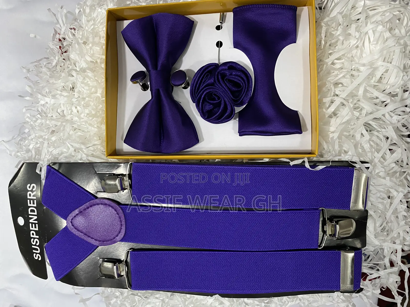 Purple Suspender and Bow Tie