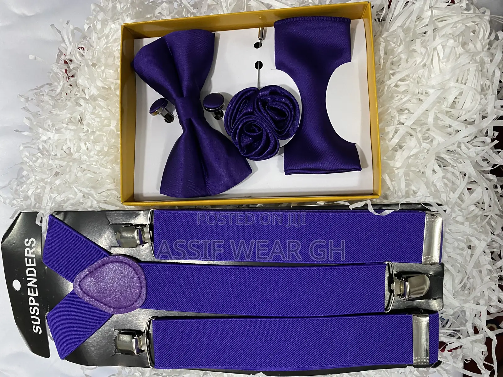 Purple Suspender and Bow Tie