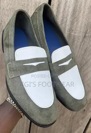Green Suede and White Leather Shoe