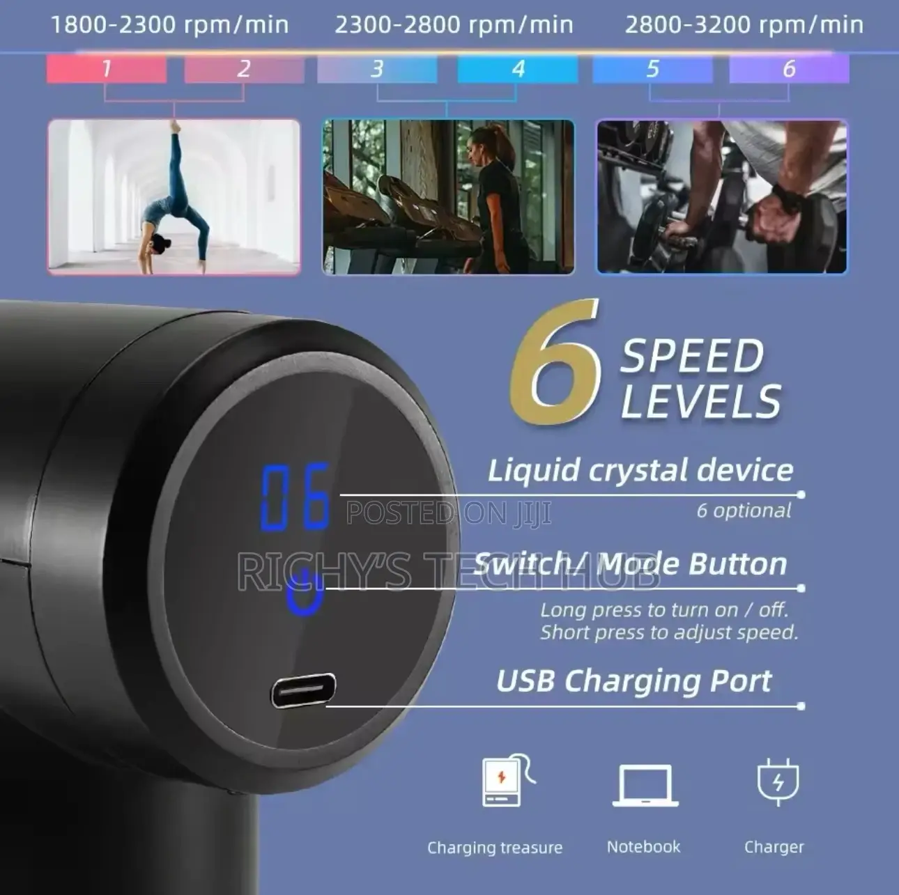 Digital Electric Body Massage Gun With 6 Speeds Massager