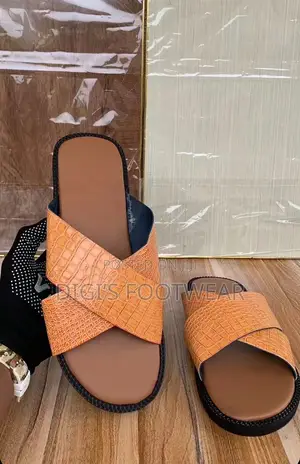 Light Brown Crocodile Skin Slippers