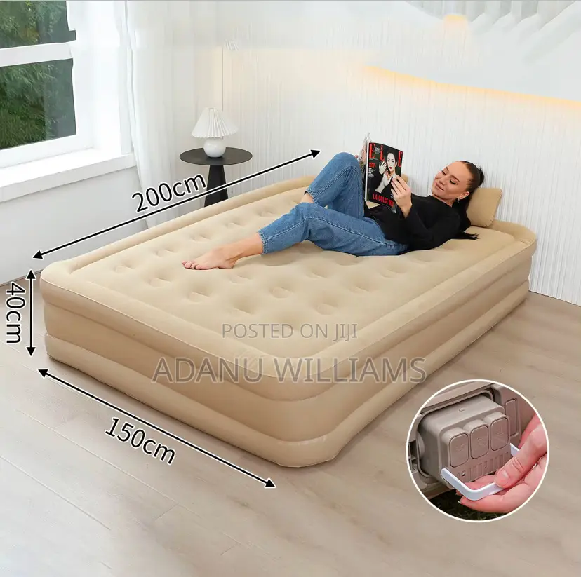 Quality Flocking Air Mattress Double Size Bed Built Wit Pump
