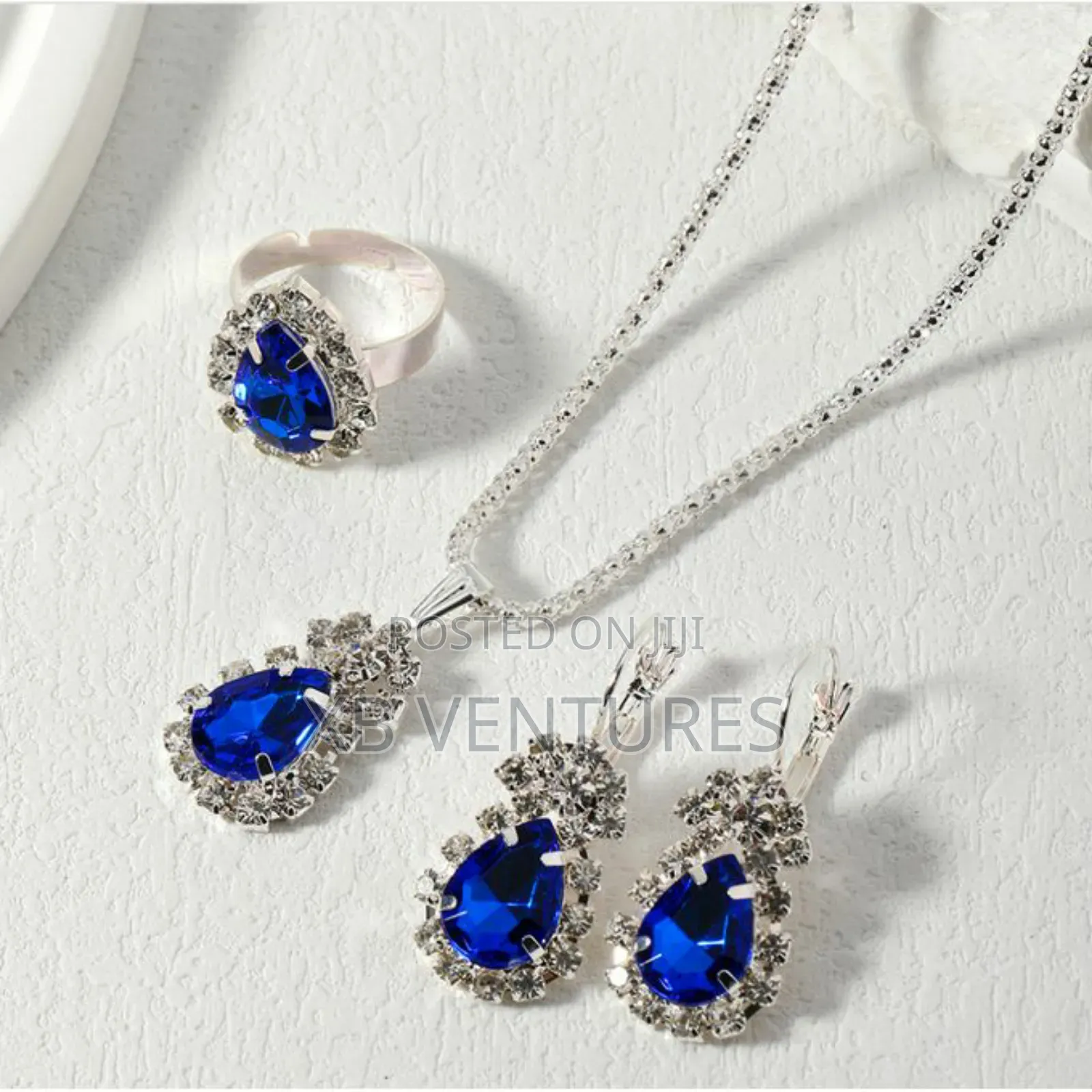 3pcs/Set Teardrop-Shaped Necklace Earrings Ring Set