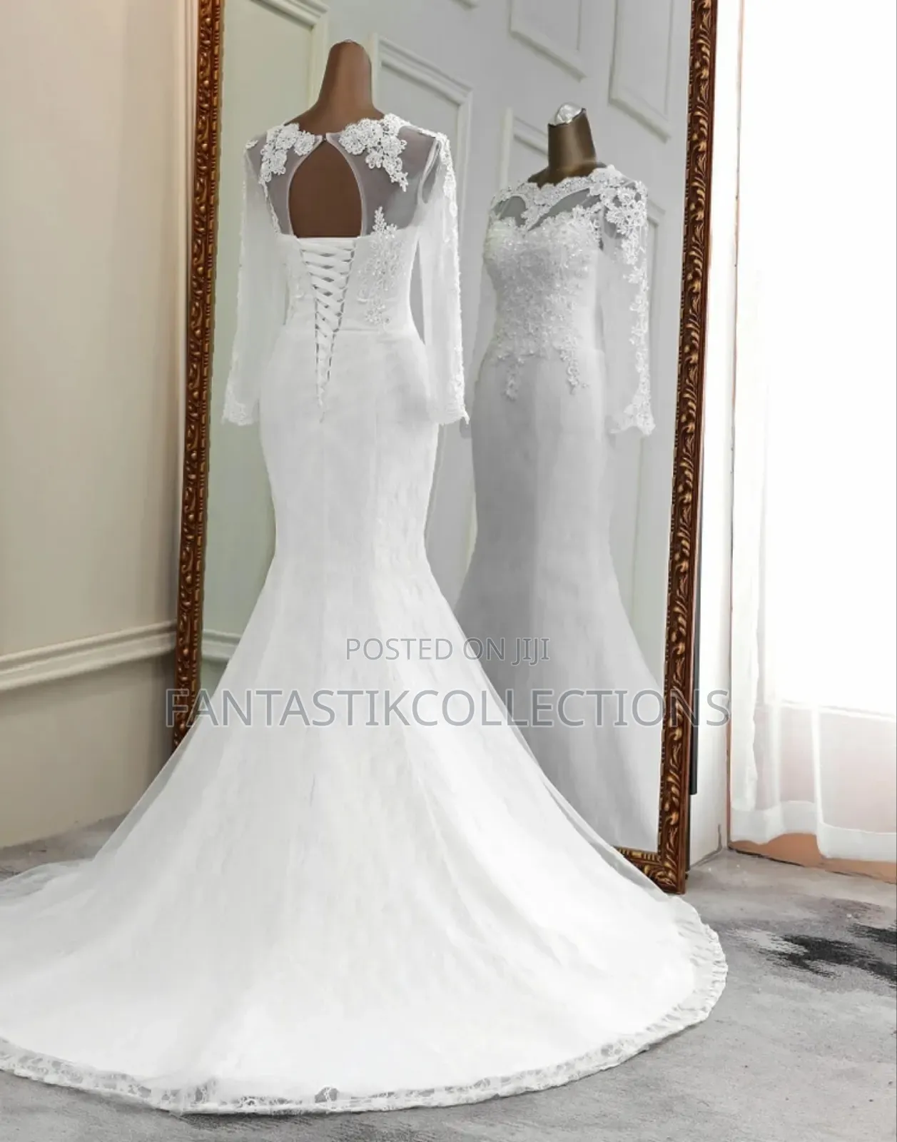 Elegant Lace Long-Sleeve Mermaid Wedding Dress