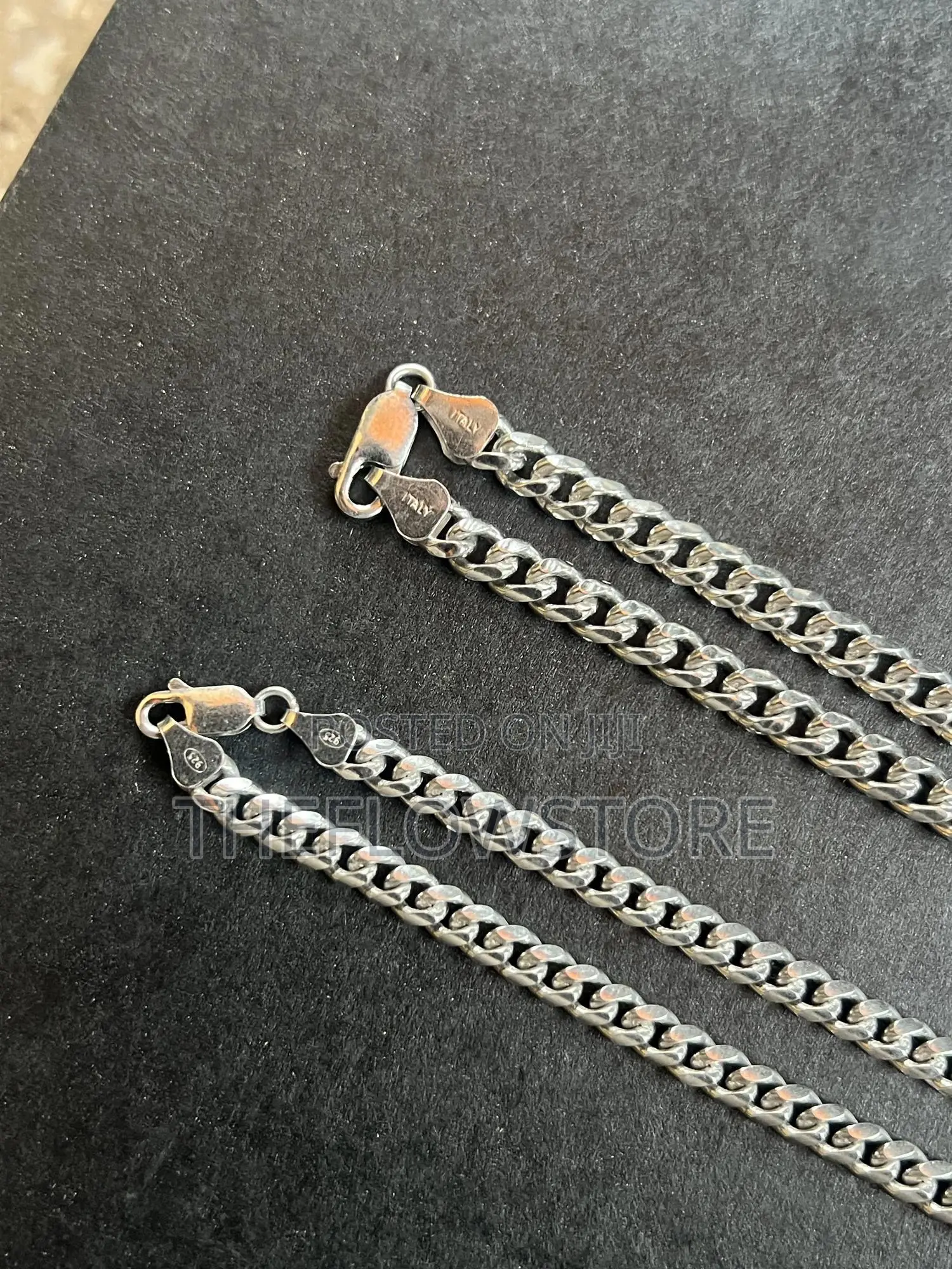 Genuine S925 Sterling Silver Cuban Links Necklace Bracelet