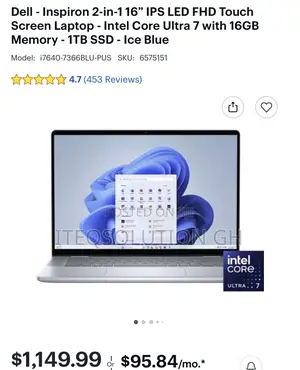 New Laptop Dell Inspiron 16 Plus 7640 16GB Intel Core Ultra 7 SSD 1T