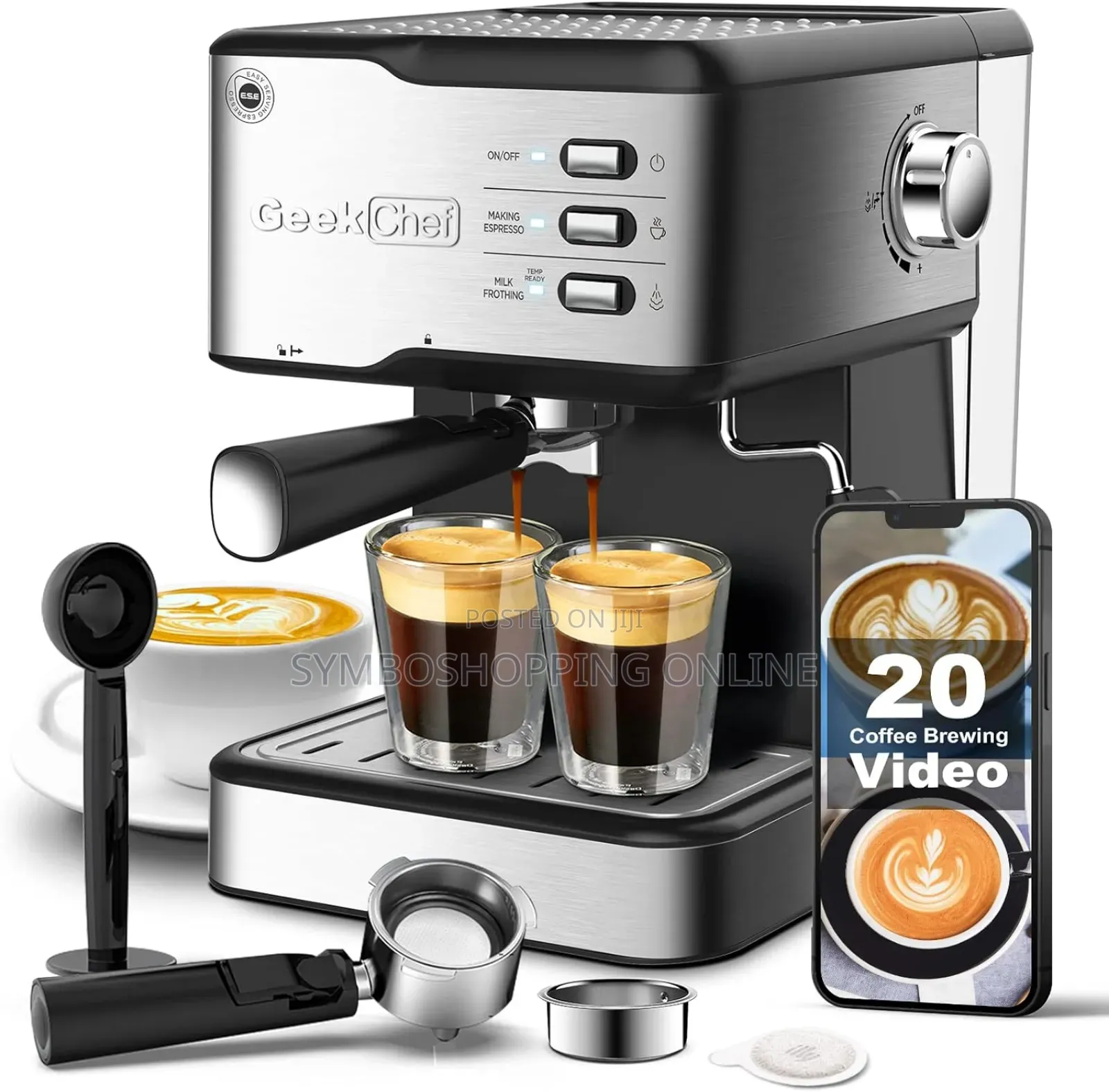 Geek Chef Espresso Coffee Maker Silver