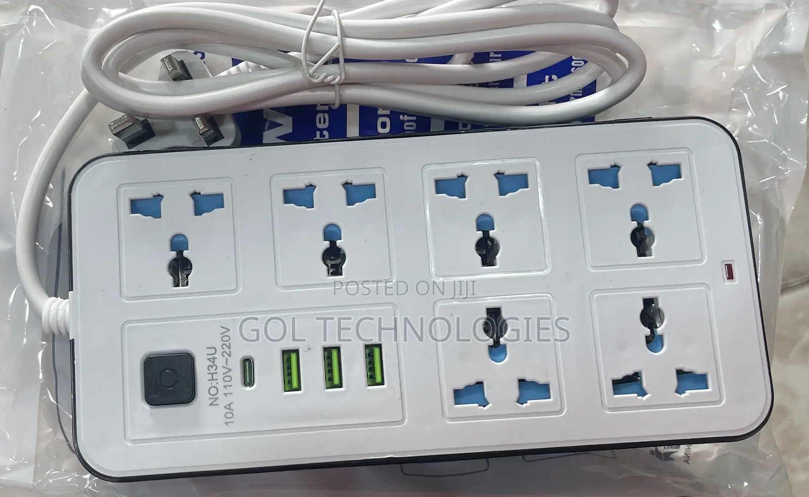 Extension Board With Usb and Type C Port 6way Ac Plug New