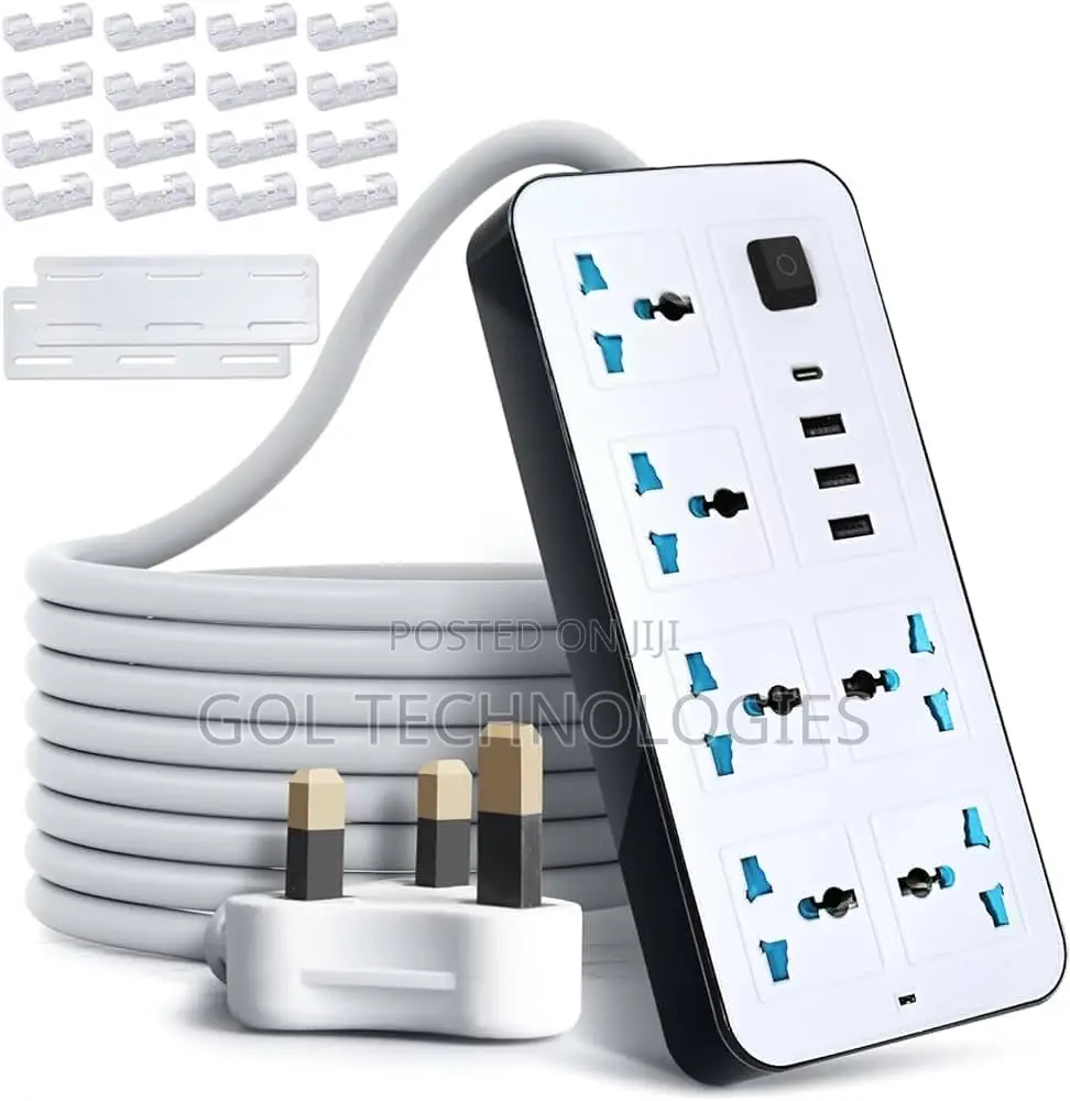 Extension Board With Usb and Type C Port 6way Ac Plug New