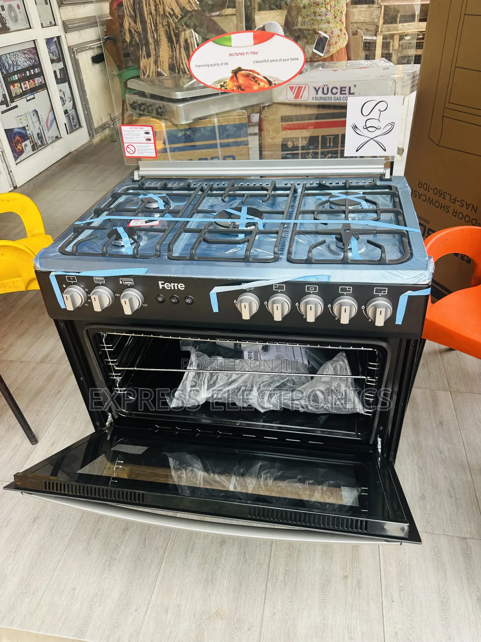 High Quality Ferre Black 5burner Oven Rotisserie Grill