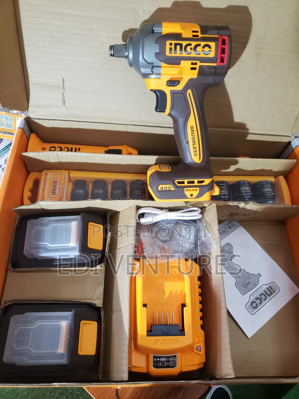 Ingco Cordless Impact Wrench Work Lamp (2 Pieces Combo Kit