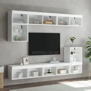 Television Wall Mount Design With Multi Shelves