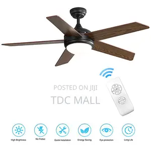 Art Ceiling Fanlight With Remote - Dark Wood