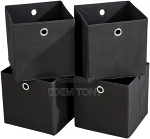 4pcs No Lid Fabric Foldable Storage Boxes