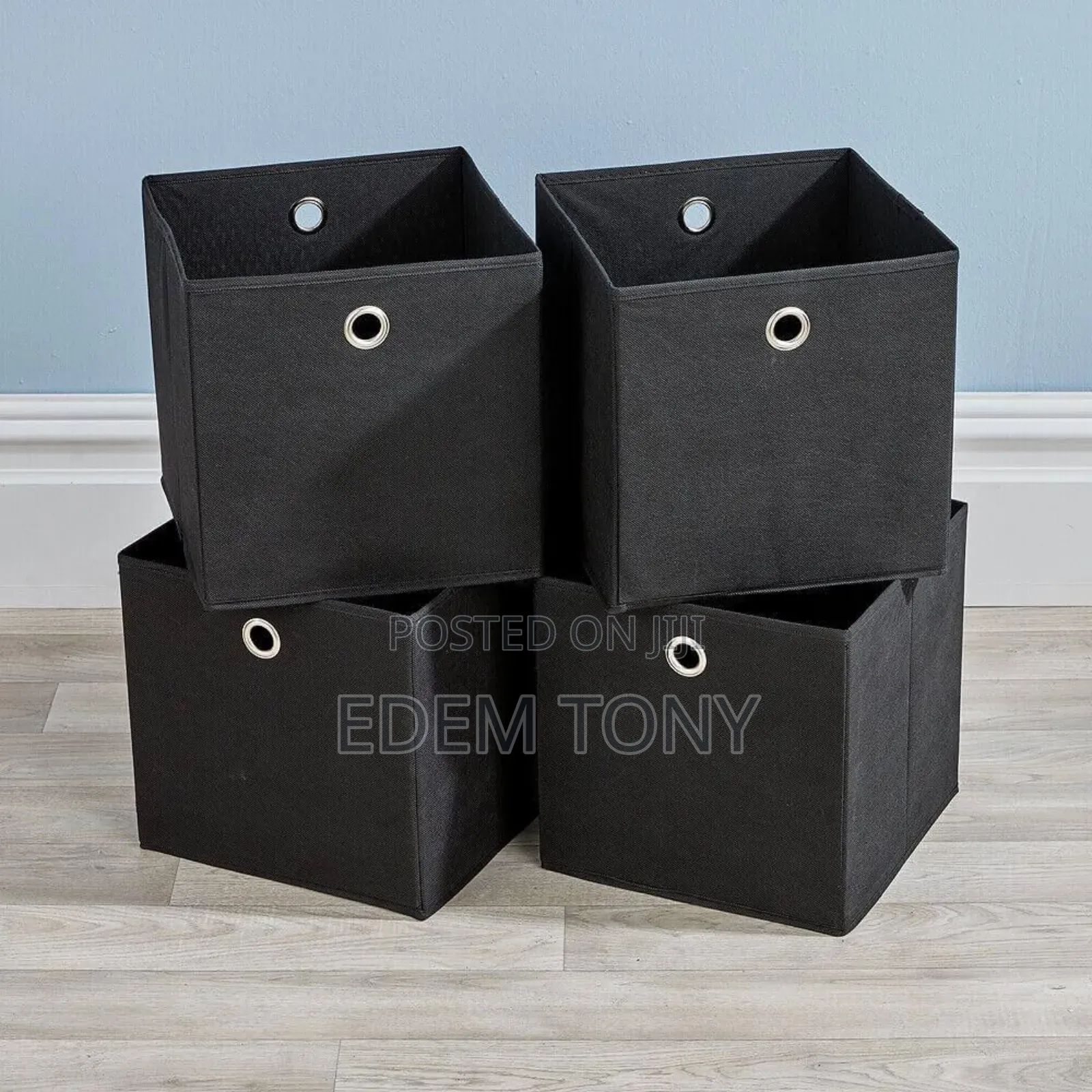 4pcs No Lid Fabric Foldable Storage Boxes